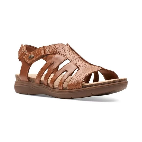 Clarks Womens April Belle Strappy Slingback Sandals Brown 8.5 MSRP $94 - Picture 1 of 3
